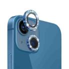 For iPhone 13 / 13 mini NORTHJO Camera Lens Tempered Glass Bling Glitter Metal Ring Film(Blue) - 1