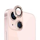 For iPhone 13 / 13 mini NORTHJO Camera Lens Tempered Glass Bling Glitter Metal Ring Film(Pink) - 1