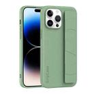 For iPhone 14 Pro Skin Elastic Wrist Grip Back Cover Phone Case(Light Green) - 1