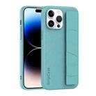 For iPhone 14 Pro Skin Elastic Wrist Grip Back Cover Phone Case(Blue) - 1