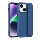 For iPhone 14 Plus Skin Elastic Wrist Grip Back Cover Phone Case(Navy Blue) - 1