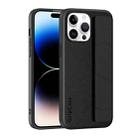 For iPhone 14 Pro Max Skin Elastic Wrist Grip Back Cover Phone Case(Black) - 1