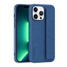 For iPhone 13 Pro Max Skin Elastic Wrist Grip Back Cover Phone Case(Navy Blue) - 1