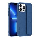 For iPhone 13 Pro Skin Elastic Wrist Grip Back Cover Phone Case(Navy Blue) - 1