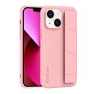 For iPhone 13 Skin Elastic Wrist Grip Back Cover Phone Case(Pink) - 1