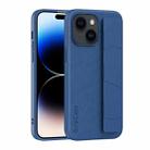 For iPhone 15 Pro Skin Elastic Wrist Grip Back Cover Phone Case(Navy Blue) - 1