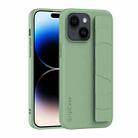 For iPhone 15 Pro Skin Elastic Wrist Grip Back Cover Phone Case(Light Green) - 1