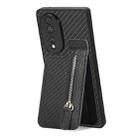 For Honor 80 Carbon Fiber Vertical Flip Zipper Phone Case(Black) - 1