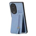 For Honor 80 Carbon Fiber Vertical Flip Zipper Phone Case(Blue) - 1