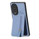 For Honor 80 Carbon Fiber Vertical Flip Zipper Phone Case(Blue) - 2