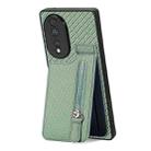 For Honor 80 Carbon Fiber Vertical Flip Zipper Phone Case(Green) - 1