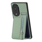 For Honor 80 Carbon Fiber Vertical Flip Zipper Phone Case(Green) - 2