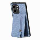 For Honor 80 SE Carbon Fiber Vertical Flip Zipper Phone Case(Blue) - 1