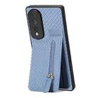 For Honor 80 Pro Carbon Fiber Vertical Flip Zipper Phone Case(Blue) - 2