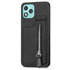 For Honor 400 Lite Global Carbon Fiber Vertical Flip Zipper Phone Case(Black) - 2