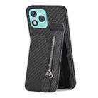 For Honor 400 Lite Global Carbon Fiber Vertical Flip Zipper Phone Case(Black) - 3