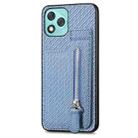 For Honor 400 Lite Global Carbon Fiber Vertical Flip Zipper Phone Case(Blue) - 2