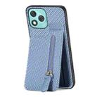 For Honor 400 Lite Global Carbon Fiber Vertical Flip Zipper Phone Case(Blue) - 3