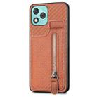 For Honor 400 Lite Global Carbon Fiber Vertical Flip Zipper Phone Case(Brown) - 2