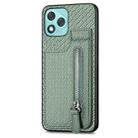 For Honor 400 Lite Global Carbon Fiber Vertical Flip Zipper Phone Case(Green) - 2
