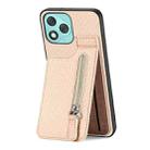 For Honor 400 Lite Global Carbon Fiber Vertical Flip Zipper Phone Case(Khaki) - 3