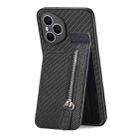 For Honor 400 Global Carbon Fiber Vertical Flip Zipper Phone Case(Black) - 3