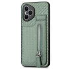 For Honor 400 Global Carbon Fiber Vertical Flip Zipper Phone Case(Green) - 2