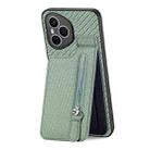 For Honor 400 Global Carbon Fiber Vertical Flip Zipper Phone Case(Green) - 3