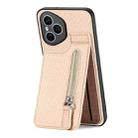 For Honor 400 Global Carbon Fiber Vertical Flip Zipper Phone Case(Khaki) - 3