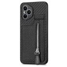 For Honor 400 Pro Global Carbon Fiber Vertical Flip Zipper Phone Case(Black) - 2