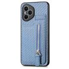 For Honor 400 Pro Global Carbon Fiber Vertical Flip Zipper Phone Case(Blue) - 2