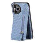 For Honor 400 Pro Global Carbon Fiber Vertical Flip Zipper Phone Case(Blue) - 3