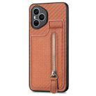 For Honor 400 Pro Global Carbon Fiber Vertical Flip Zipper Phone Case(Brown) - 2
