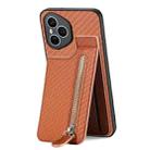 For Honor 400 Pro Global Carbon Fiber Vertical Flip Zipper Phone Case(Brown) - 3