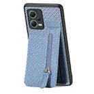 For Redmi Note 12 5G Carbon Fiber Vertical Flip Zipper Phone Case(Blue) - 1