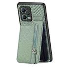 For Redmi Note 12 5G Carbon Fiber Vertical Flip Zipper Phone Case(Green) - 2