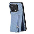 For Xiaomi 13 Pro Carbon Fiber Vertical Flip Zipper Phone Case(Blue) - 2