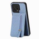 For Xiaomi 13 Carbon Fiber Vertical Flip Zipper Phone Case(Blue) - 2
