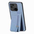 For Redmi 10C Carbon Fiber Vertical Flip Zipper Phone Case(Blue) - 1