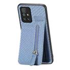 For Redmi 10 Carbon Fiber Vertical Flip Zipper Phone Case(Blue) - 2