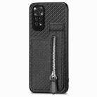 For Redmi Note 11 4G Carbon Fiber Vertical Flip Zipper Phone Case(Black) - 1
