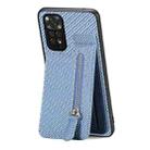 For Redmi Note 11 4G Carbon Fiber Vertical Flip Zipper Phone Case(Blue) - 1
