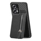 For Redmi Note 11T Pro 5G Carbon Fiber Vertical Flip Zipper Phone Case(Black) - 2