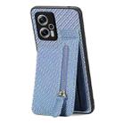 For Redmi Note 11T Pro 5G Carbon Fiber Vertical Flip Zipper Phone Case(Blue) - 1