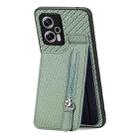 For Redmi Note 11T Pro 5G Carbon Fiber Vertical Flip Zipper Phone Case(Green) - 1