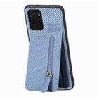 For Redmi Note 10 4G Carbon Fiber Vertical Flip Zipper Phone Case(Blue) - 2