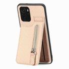 For Redmi Note 10 4G Carbon Fiber Vertical Flip Zipper Phone Case(Khaki) - 1