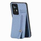 For Xiaomi 12T Carbon Fiber Vertical Flip Zipper Phone Case(Blue) - 2