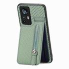 For Xiaomi 12T / 12T Pro Carbon Fiber Vertical Flip Zipper Phone Case(Green) - 2