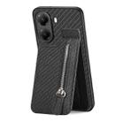 For Redmi Turbo 4 Carbon Fiber Vertical Flip Zipper Phone Case(Black) - 3